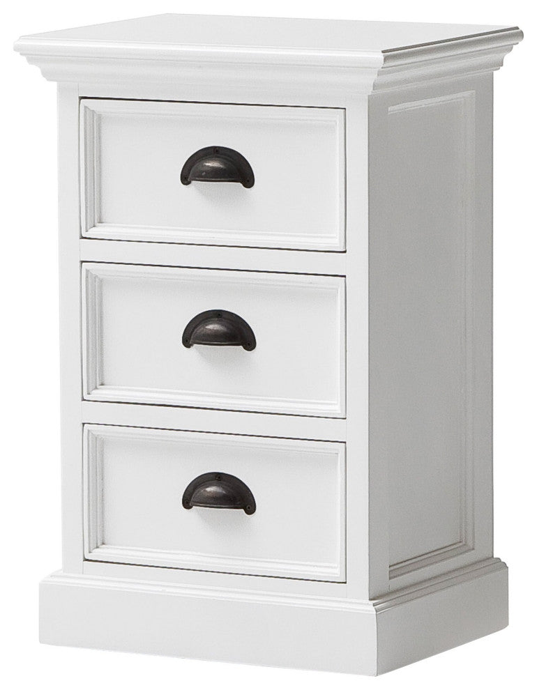Classic White Three Drawer Nightstand