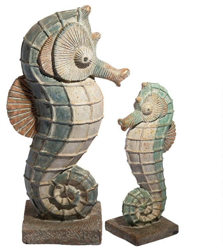 2-Piece Seabiscuit Seahorse Statues