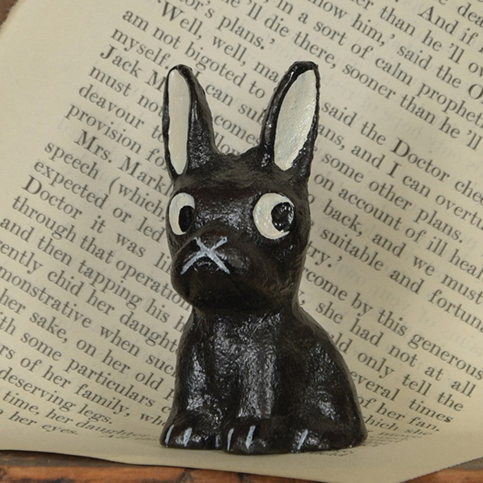 Mini Black French Bull Dog Statue Figurine Set 3 | Paperweight Cute Cartoon