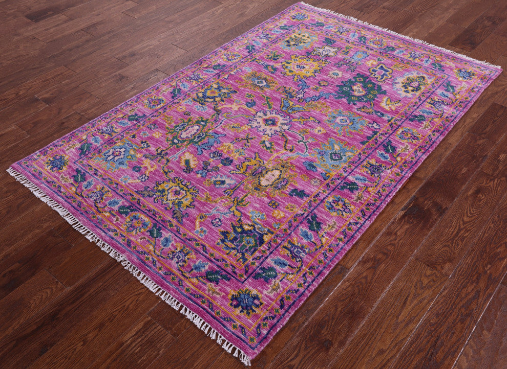 4' 1" X 6' 3" Handmade Turkish Oushak Wool Rug - Q15341