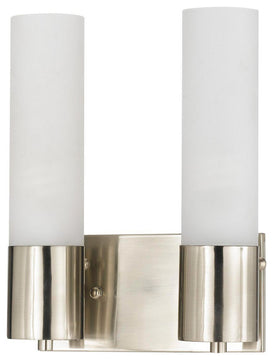 Benzara BM220720 Cylindrical Dual Lighting Wall Lamp, Switch, S/2, Silver/White