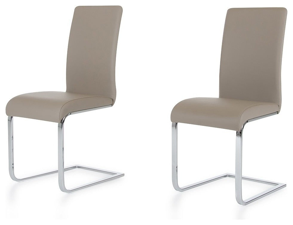 Modrest Crane Modern Dining Chairs, Set of 2, Gray, Chrome