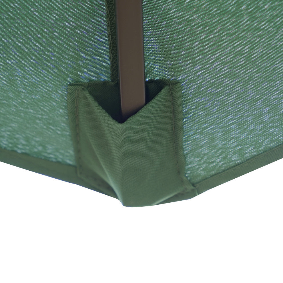 LeisureMod Sierra Modern 9' Market Patio Umbrella With Solar Powerd LED, Green