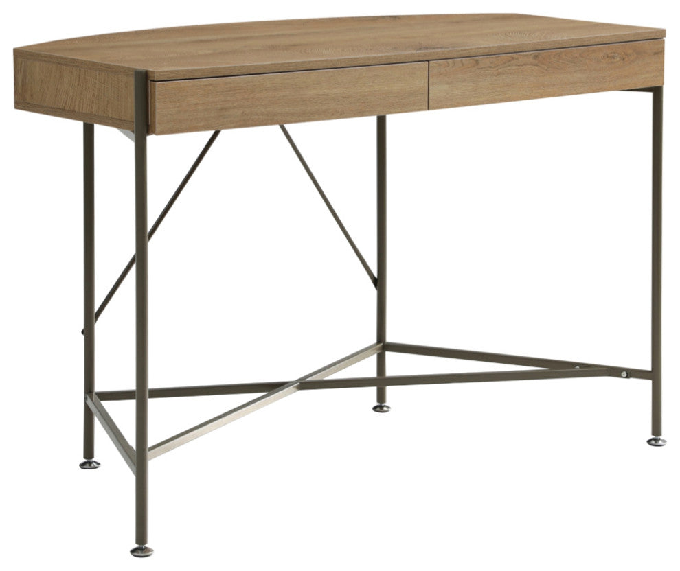 Loft Lyfe Laniya Desk, 2 Storage Drawers, Natural/Bronze