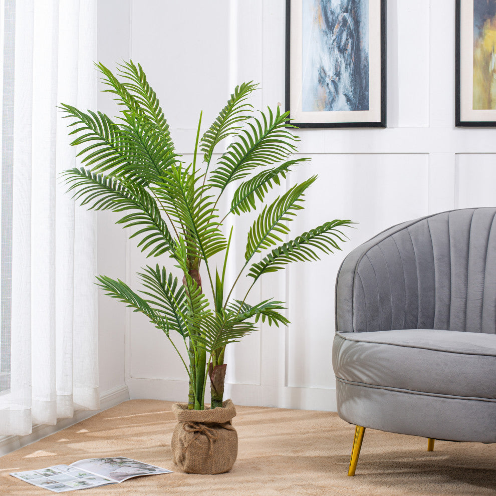 50.39" Artificial Palm Plant, Planter, Set of 2