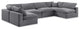 Comfy Upholstered U-Shaped Modular Sectional, Grey, 6-Piece: 4 Armless Chair, 2 Corner Chair, Velvet
