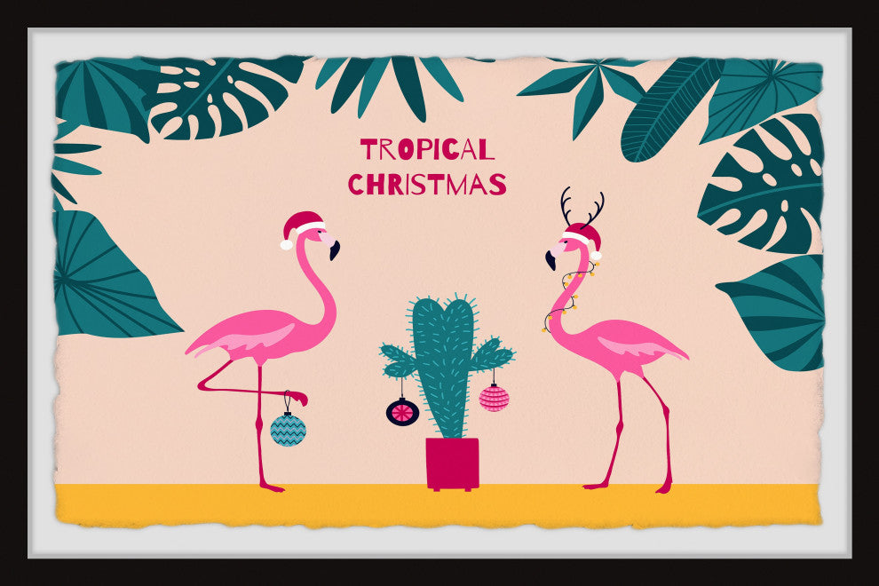 "Tropical Christmas" Framed Painting Print, 30x20
