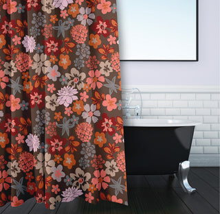 70"Wx73"L Succulent Garden Shower Curtain, Brown