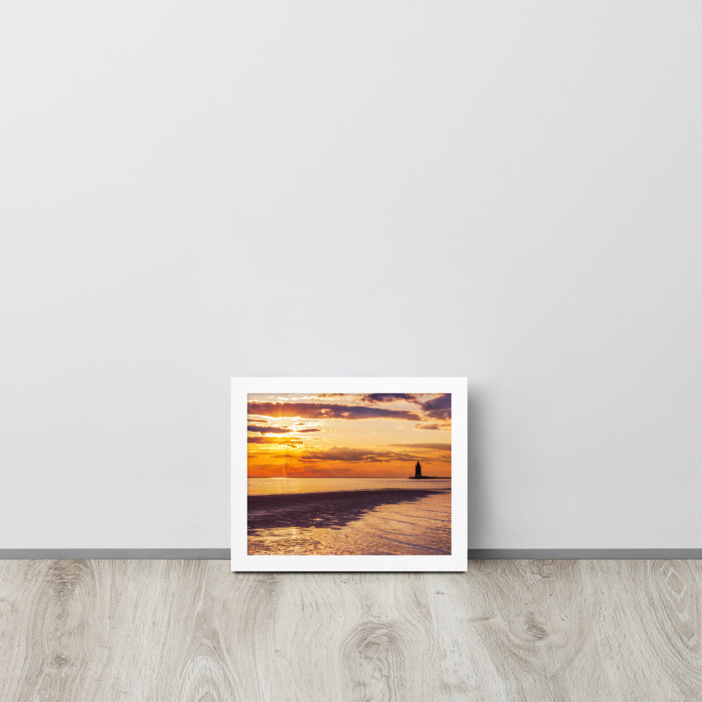 Cape Henlopen at Sunset Coastal Landscape Framed Photo Paper Wall Art Prints, White, 8" X 10"