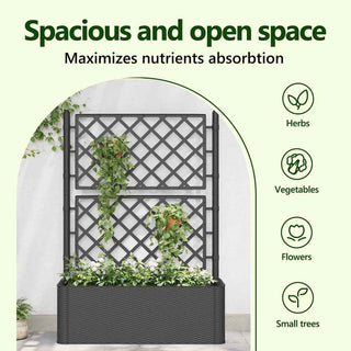 vidaXL Garden Raised Bed with Trellis, Self Watering Planter, Anthracite, PP