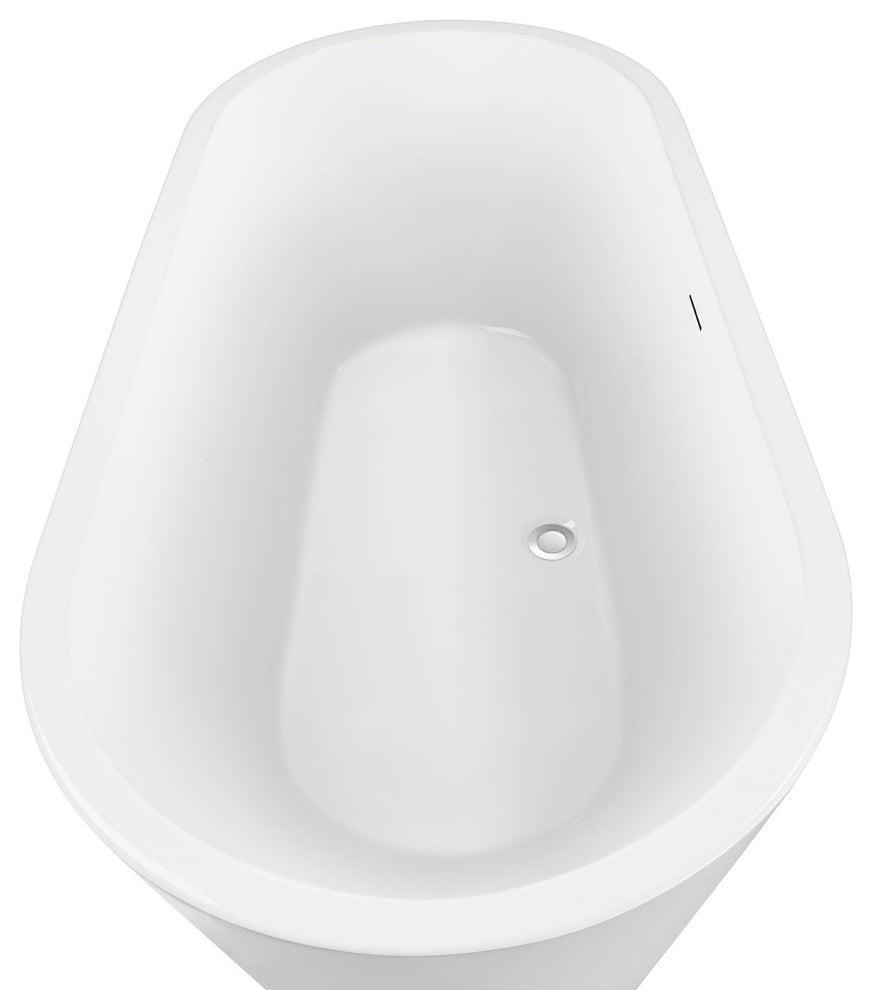 59" Acrylic Roll-Top Flatbottom Non-Whirlpool Bathtub, White