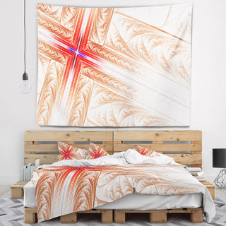 Red Fractal Cross Design Abstract Wall Tapestry, 60"x50"