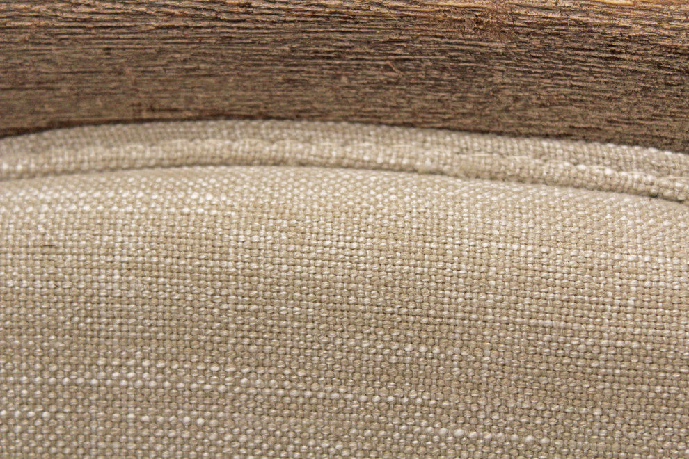 Dan Lounge Arm Chair with Exposed Wood Trim and Frame in Natural Linen Fabric