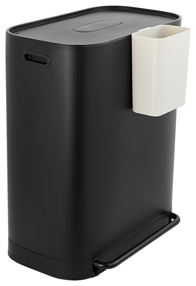 Kitchen 16-Gallon Double-Bucket Step Trash Can With Odor Filter and Lid Support