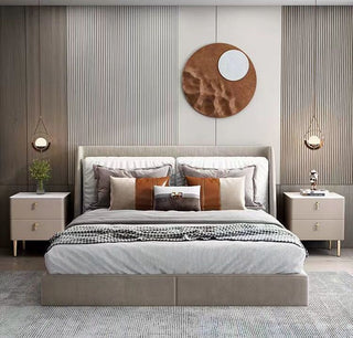 Modern Italian Bedside Table Made of Solid Wood, Gray Brown