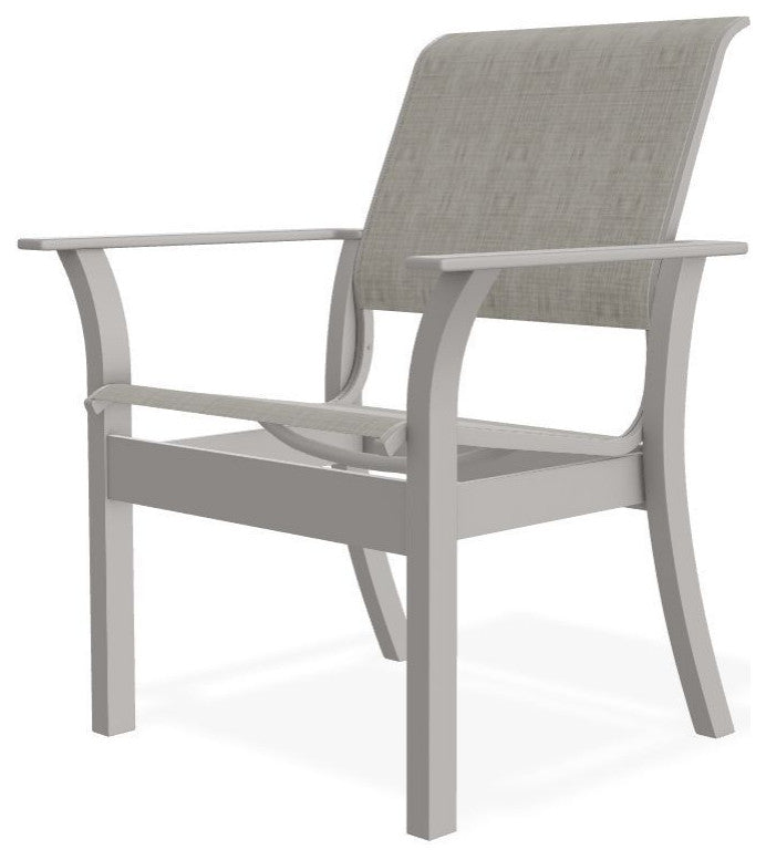 Leeward Sling Stackable Outdoor Dining Chair, Smoke/Warm Gray