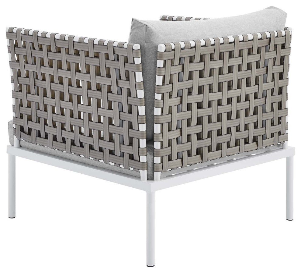 Lounge Sectional Sofa Chair Table Set, Sunbrella, Aluminum, Gray, Outdoor