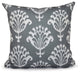 Floral Motifs Decorative Pillow, Grey, 18"x18"