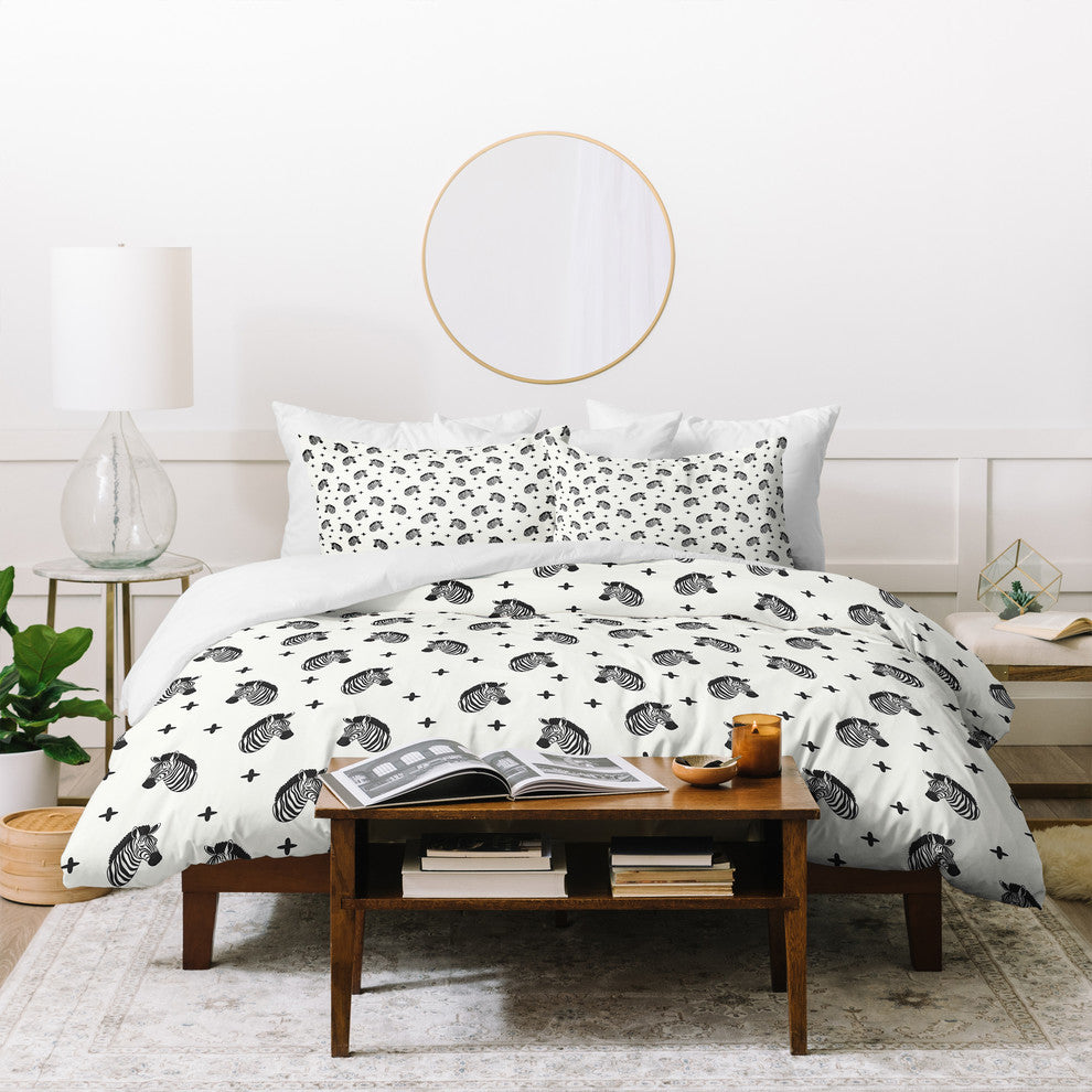 Deny Designs Little Arrow Design Co Modern Zebras Duvet Cover Set