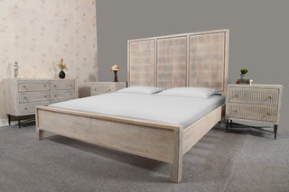 Sarah Eastern King Sized Solid Wood Bed in Brushed Ivory