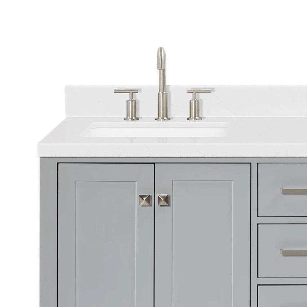 Ariel Cambridge 60" Double Rectangle Sinks Vanity, Carrara Quartz