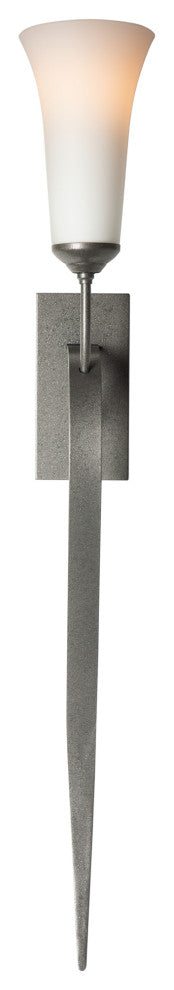 Sweeping Taper Sconce, Natural Iron Finish, Opal Glass