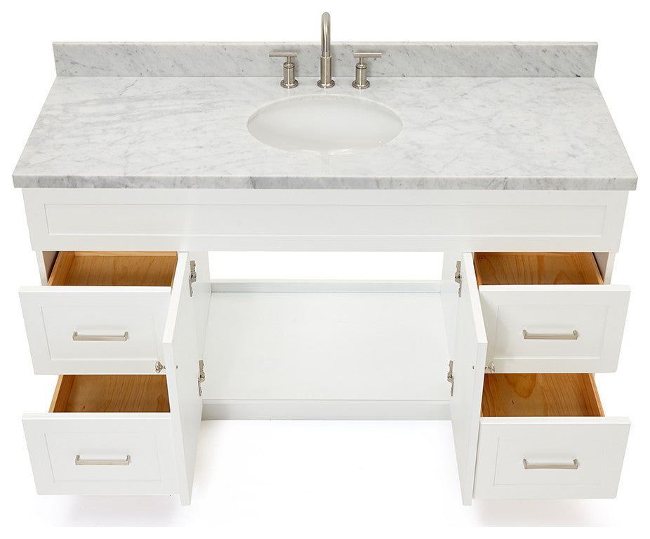 Ariel Hamlet 61" Oval Sink Bath Vanity, 1.5" Carrara Marble