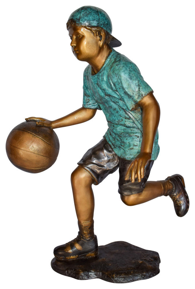 Young Boy Bouncing Basketball Bronze Statue Size: 27" x 20" x 36"H