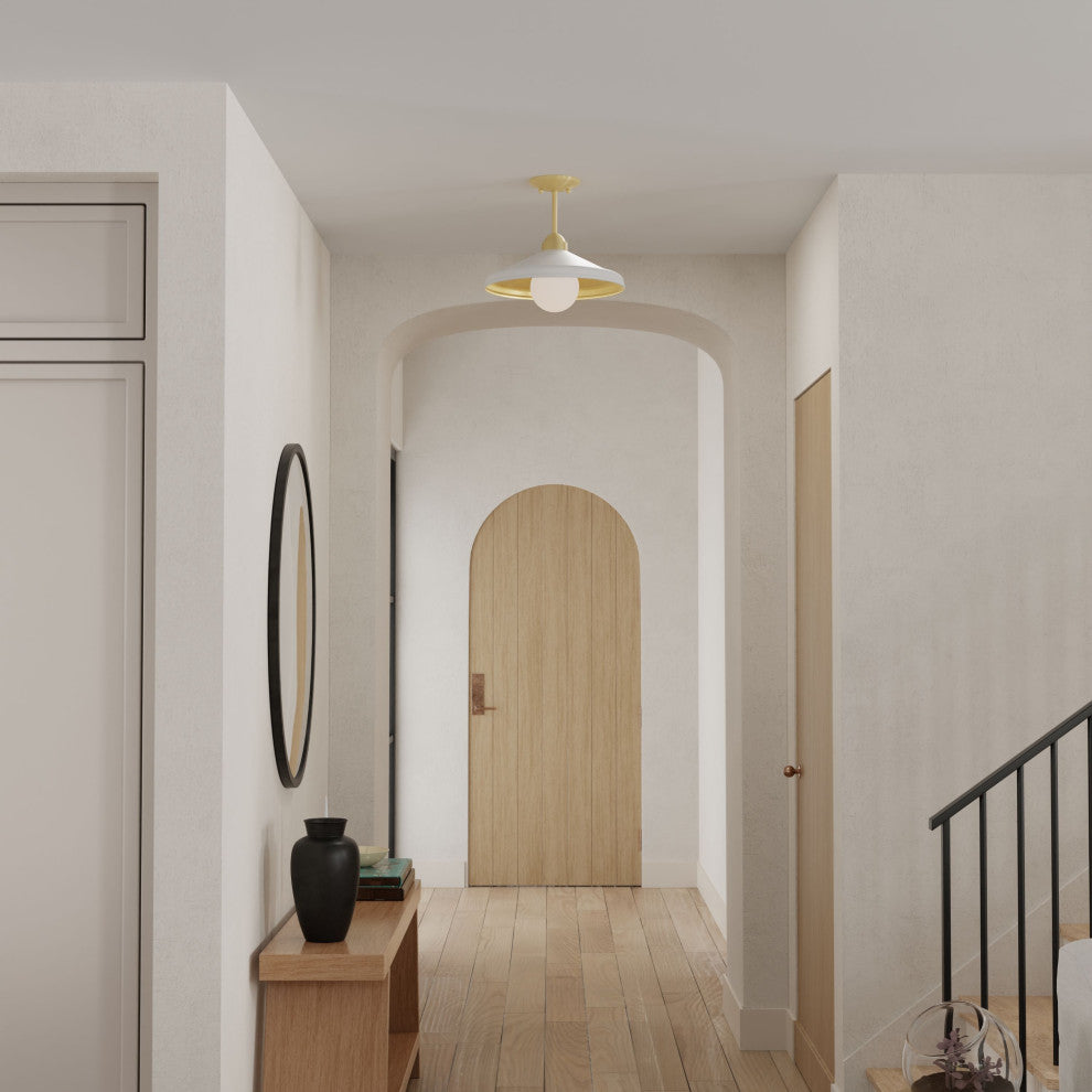 Brooks Matte White 14" Semi-Flush Mount Ceiling Barn Light