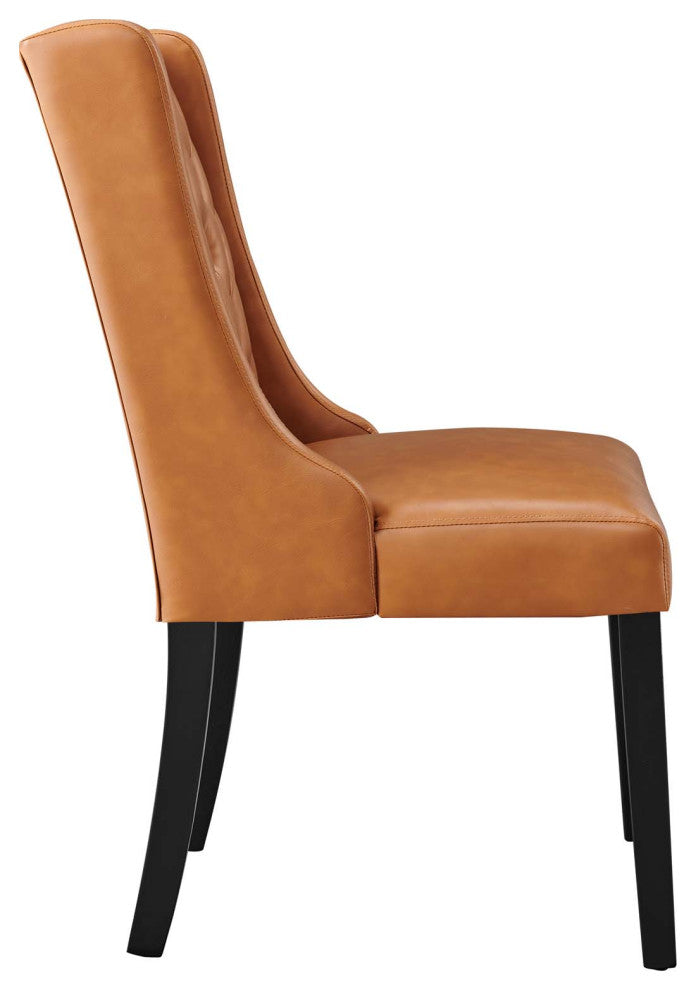 Baronet Button Tufted Vegan Leather Dining Chair, Tan