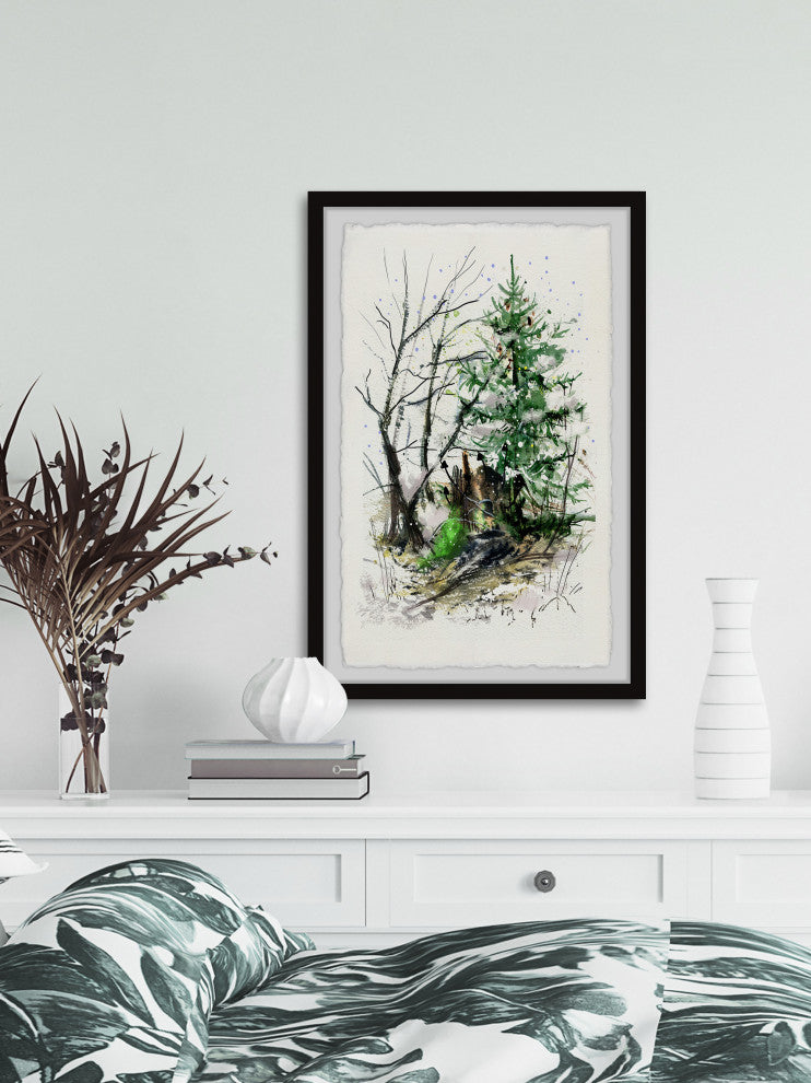 "Christmas Tree Found" Framed Painting Print, 30x45