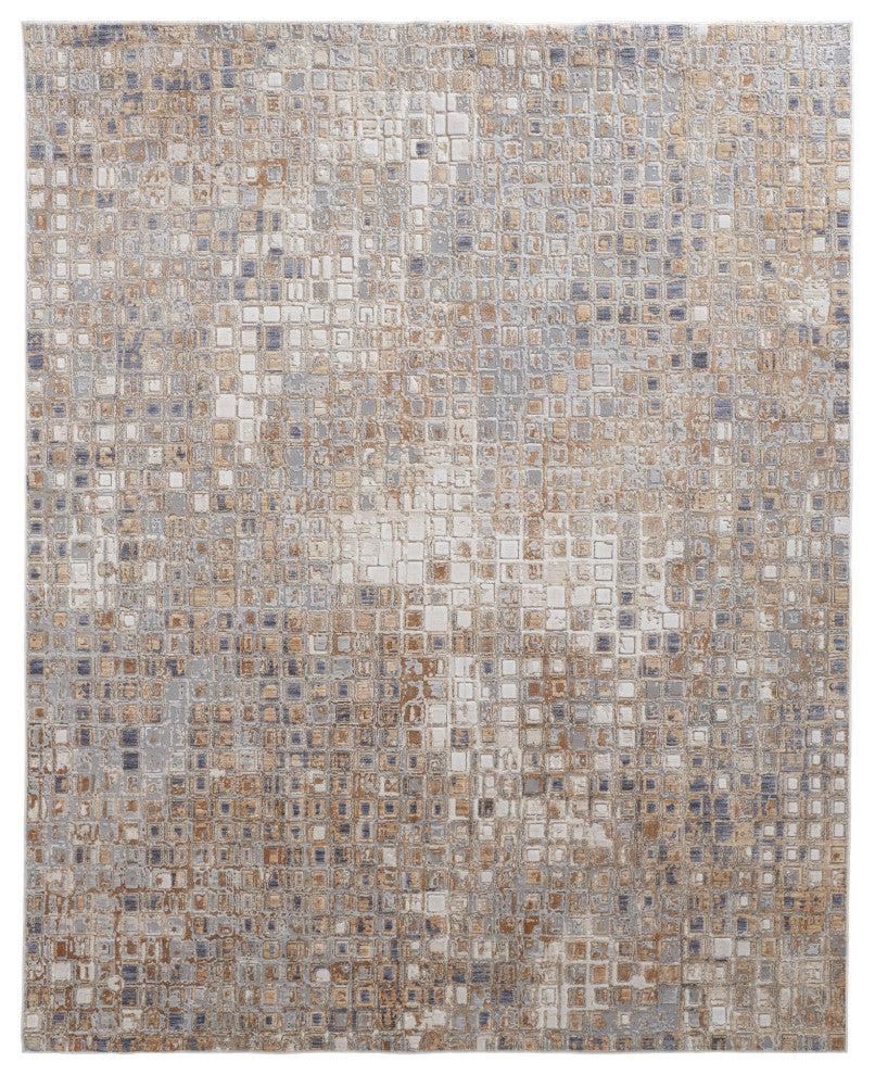 Corben R39G0 Transitional/Mid-Century Modern Rug, Beige/Gray, 4'x6'
