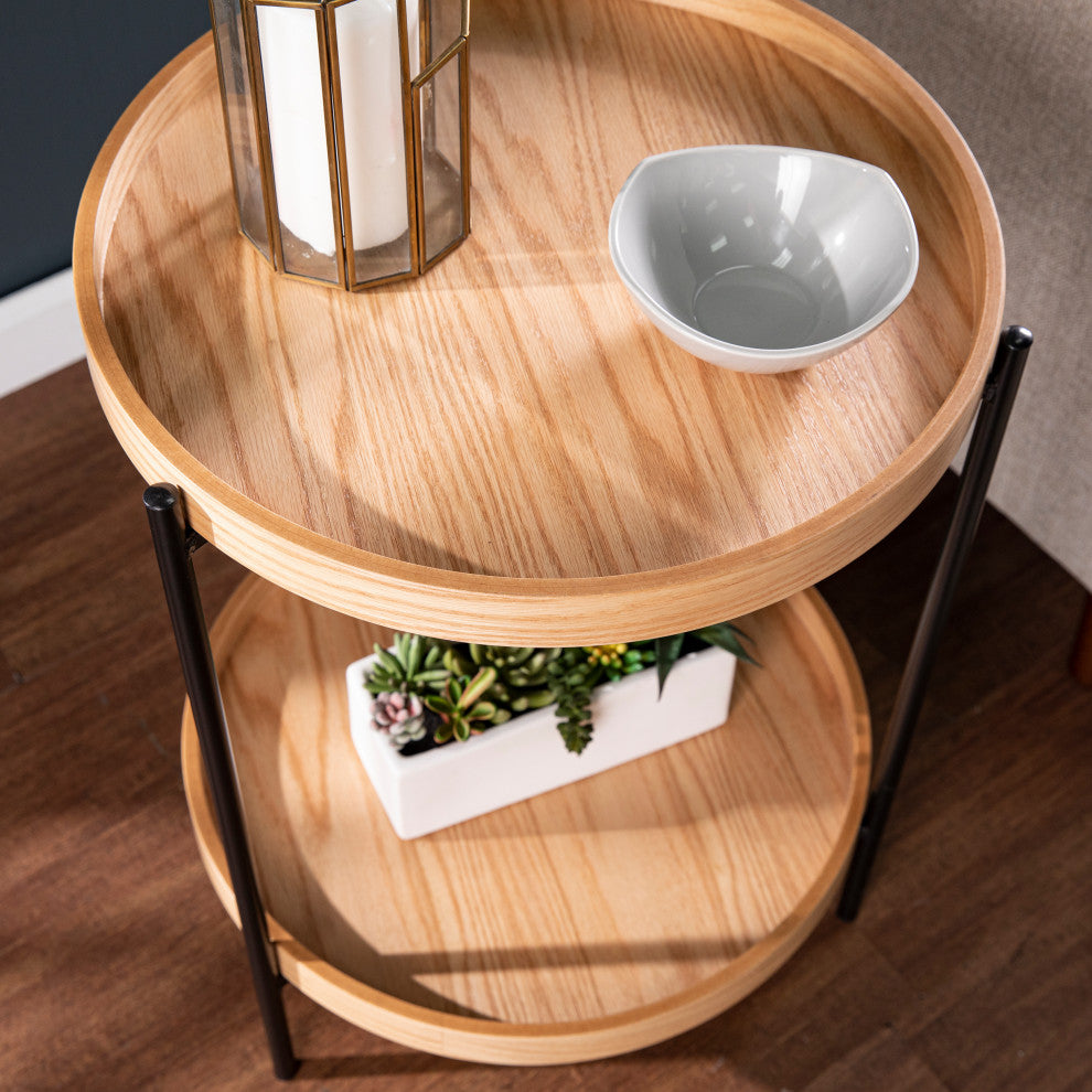 Vestal Round End Table, Natural