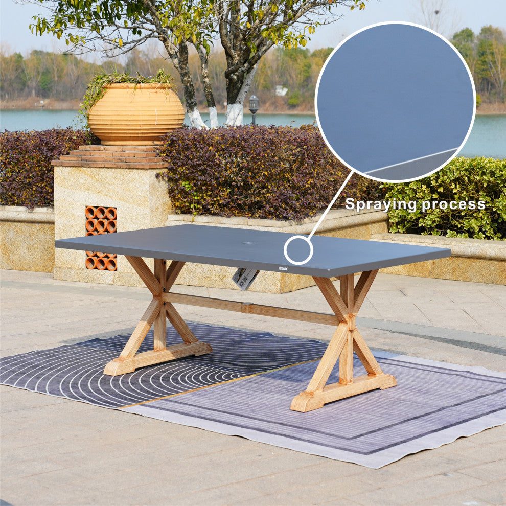 72" Aluminium Coated Dining Table with Umbrella Hole