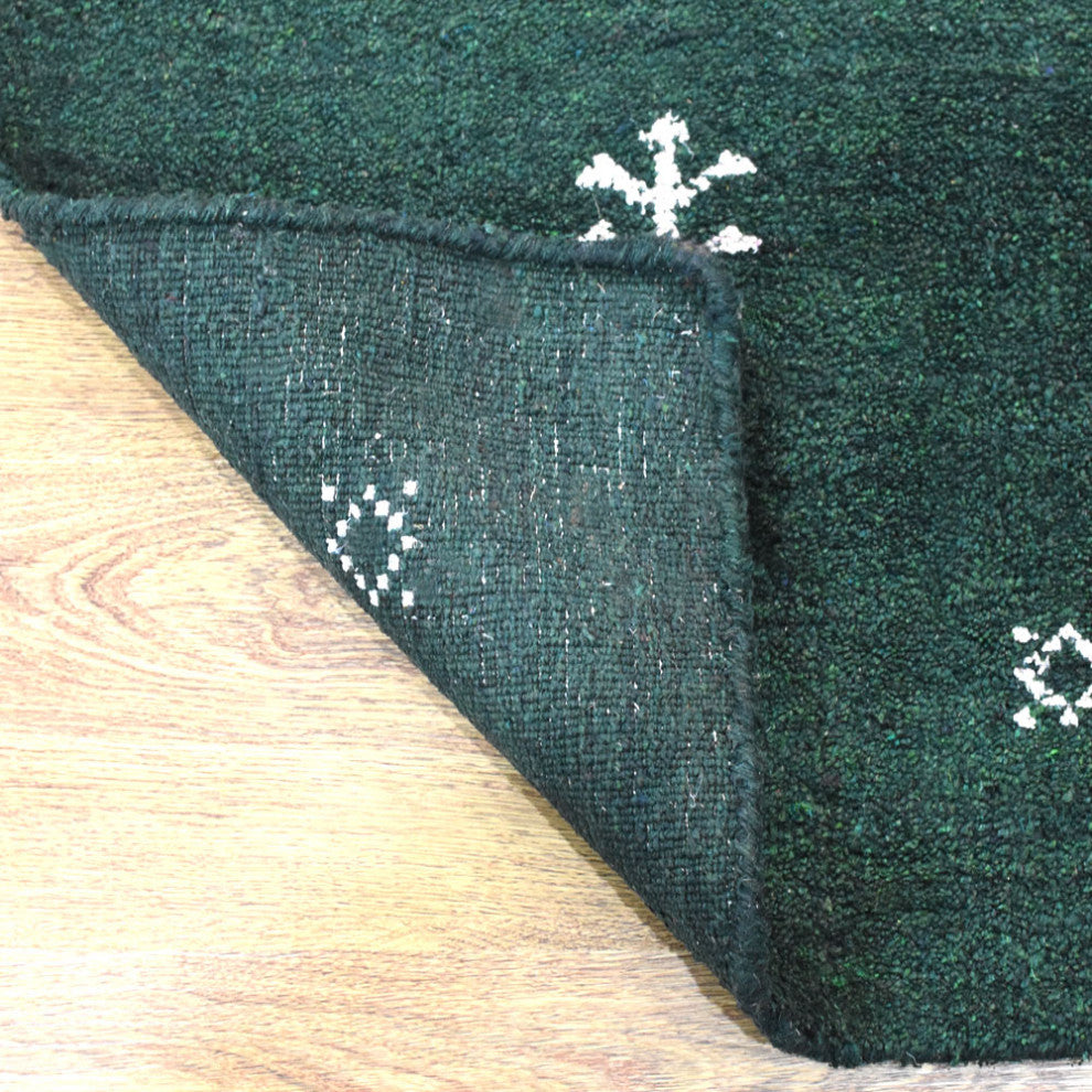 HAND KNOTTED LOOM SILK AREA RUGS-6'x9',Rectangle,Dark Green White,Contemporary