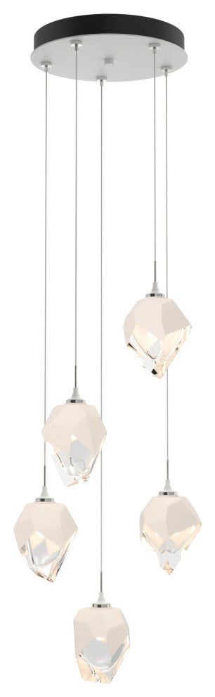 Chrysalis 5-Light Small Crystal Pendant White Finish- Long, White Crystal