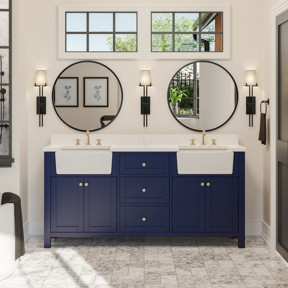Yorkshire 72" Bathroom Vanity, Royal Blue, Engineered Marble