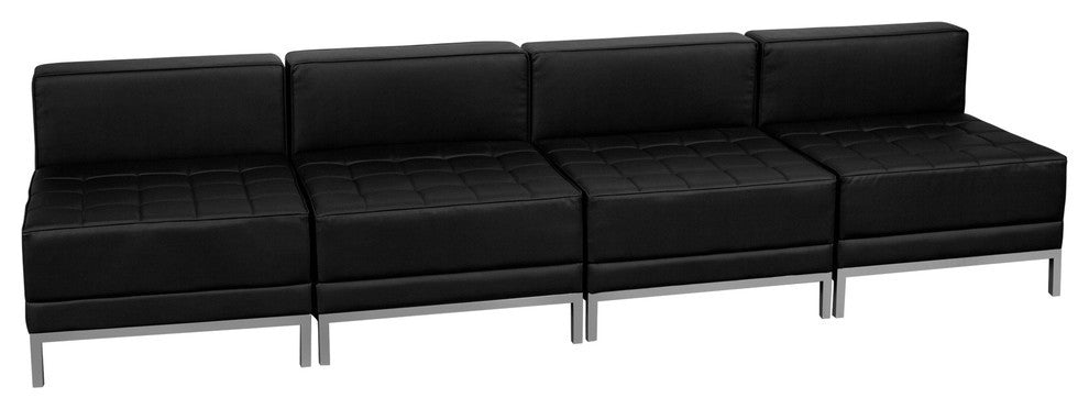 Hercules Imagination Series Black Leather Lounge Set, 4 Pieces