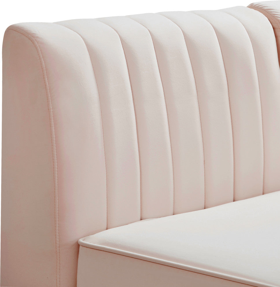 Alina Velvet Upholstered Modular Armless Chair, Pink