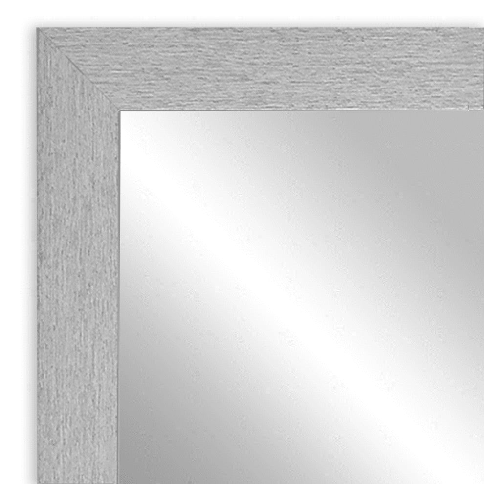 Meade Framed Wall Mirror, Brushed Silver, 28"x54"