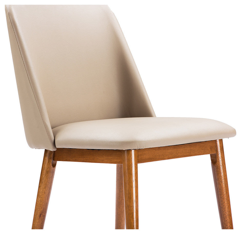 Lavin "Walnut" Light Brown/Beige Faux Leather Dining Chair, Set of 2