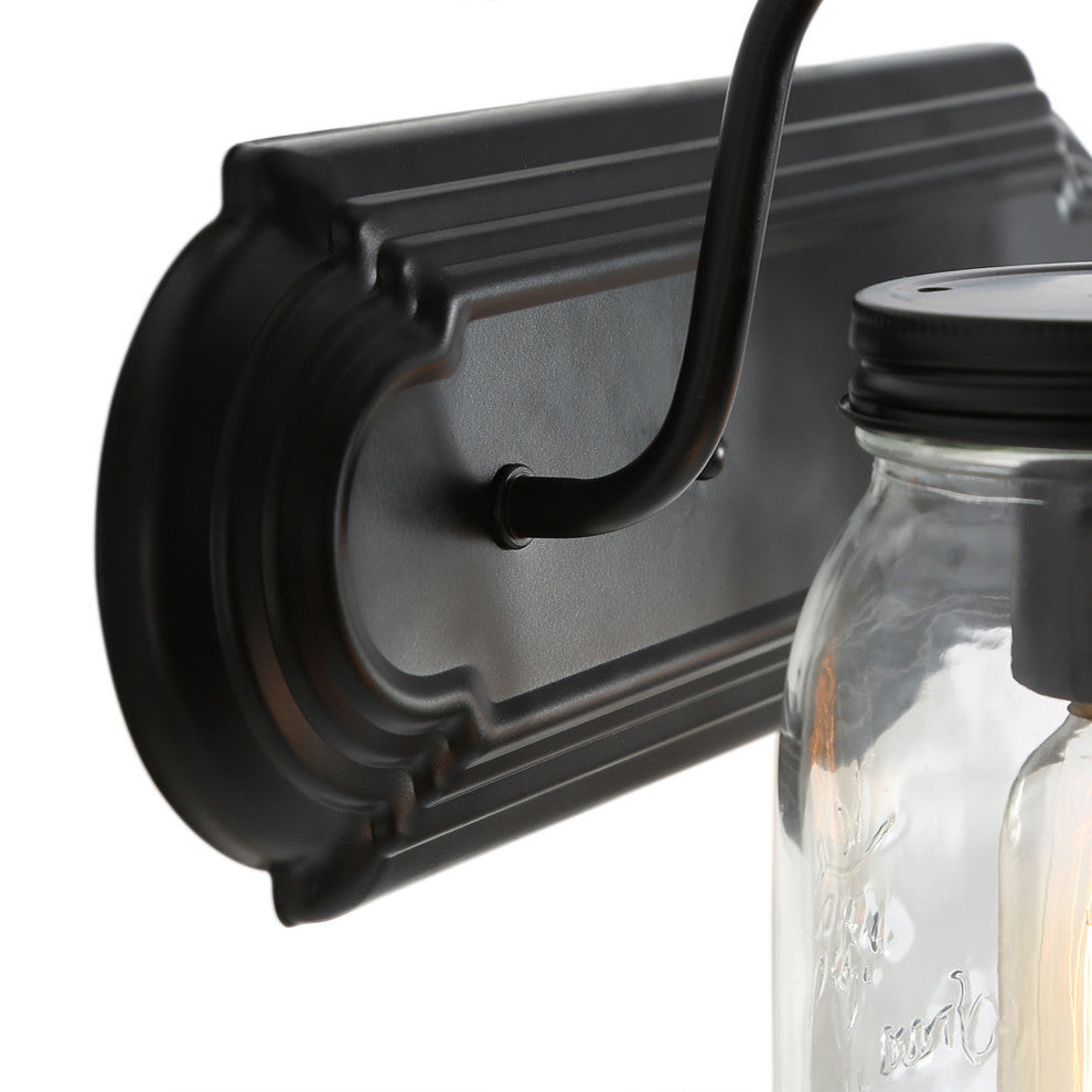 LNC Mason Jar Black Vintage Farmhouse Wall Sconces, 2 Lights