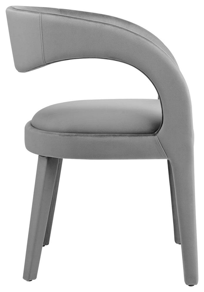 Pinnacle Performance Velvet Dining Chair Set of 2, Gray