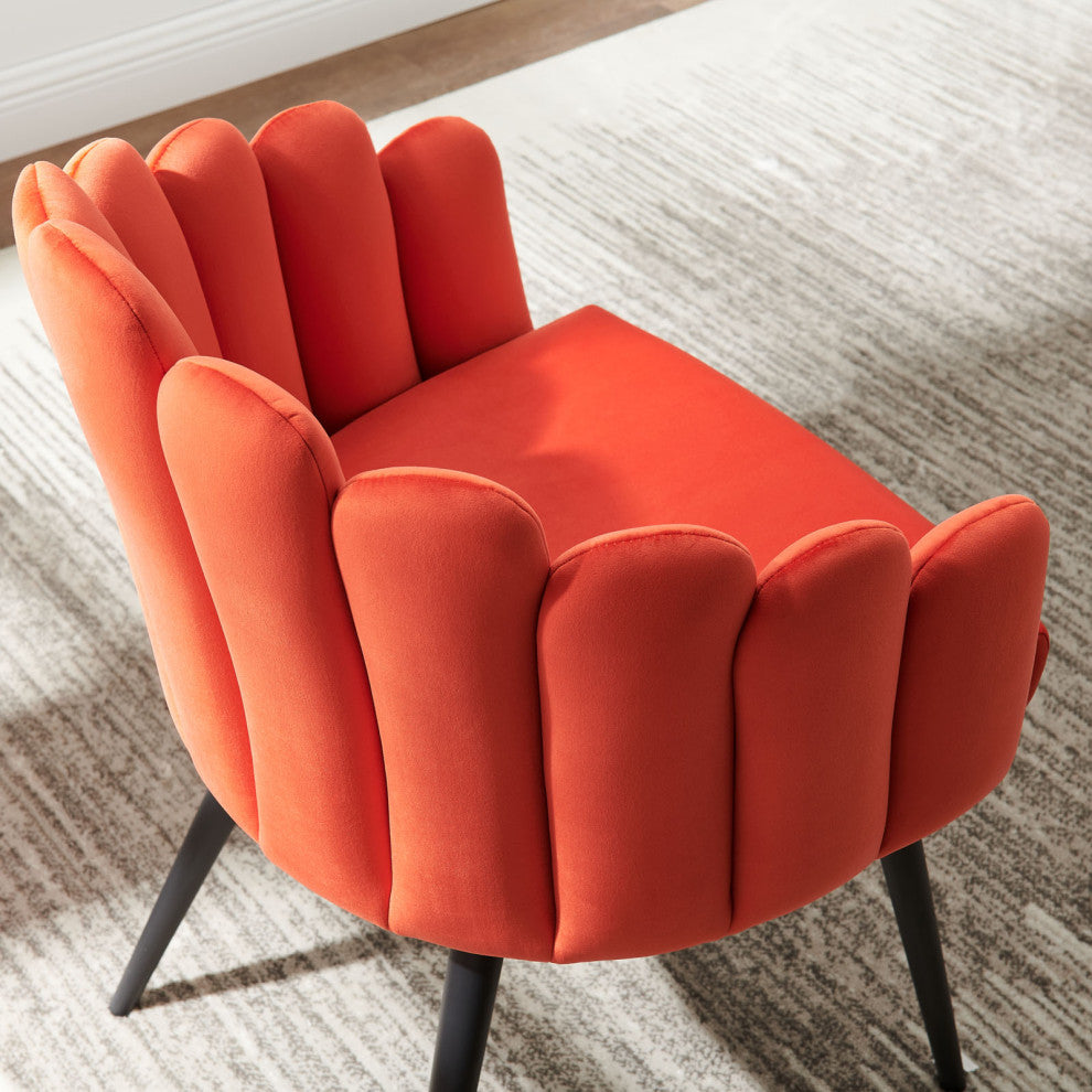 Vanguard Performance Velvet Dining Chair Set of 2 Black Orange -6028