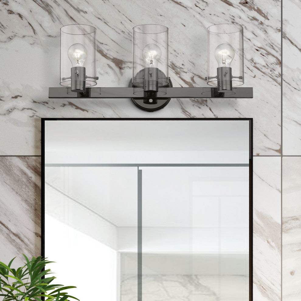 Munich 3 Light Black Chrome Vanity Sconce