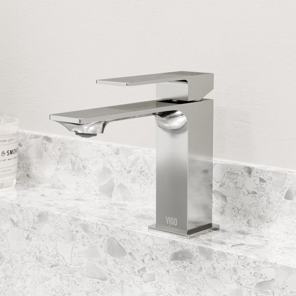 VIGO Dunn 6" H Single Handle Single Hole Bathroom Faucet, Chrome, Without Extras
