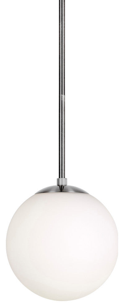 1-LT 8" Globe Glass Pendant, Brushed Nickel