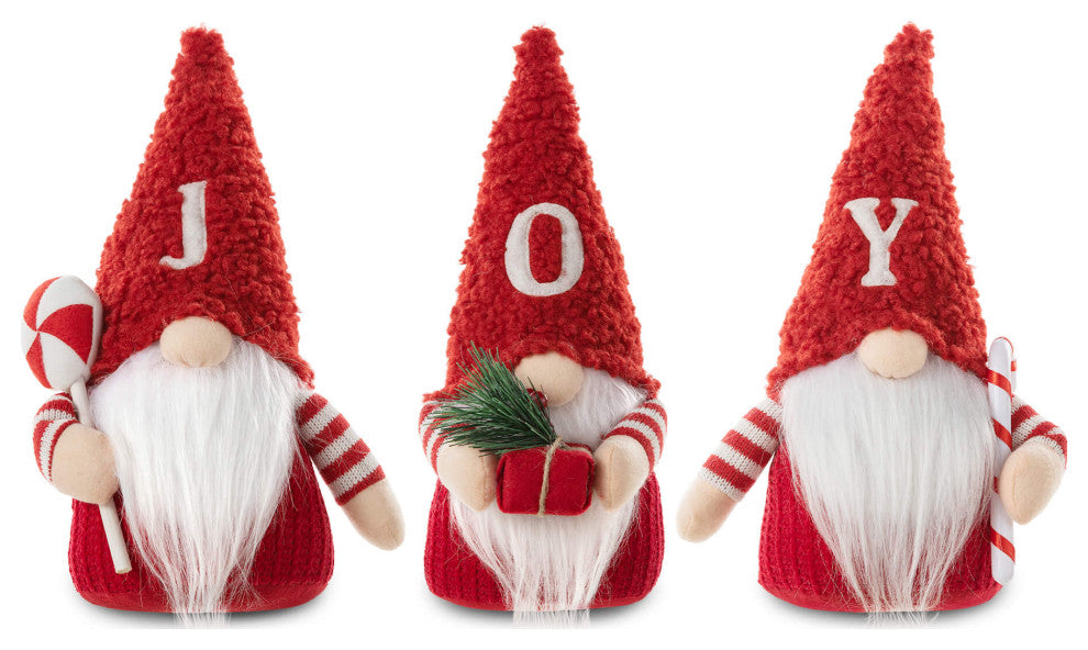Fabric JOY Christmas Gnome Decor, 3-Piece Set