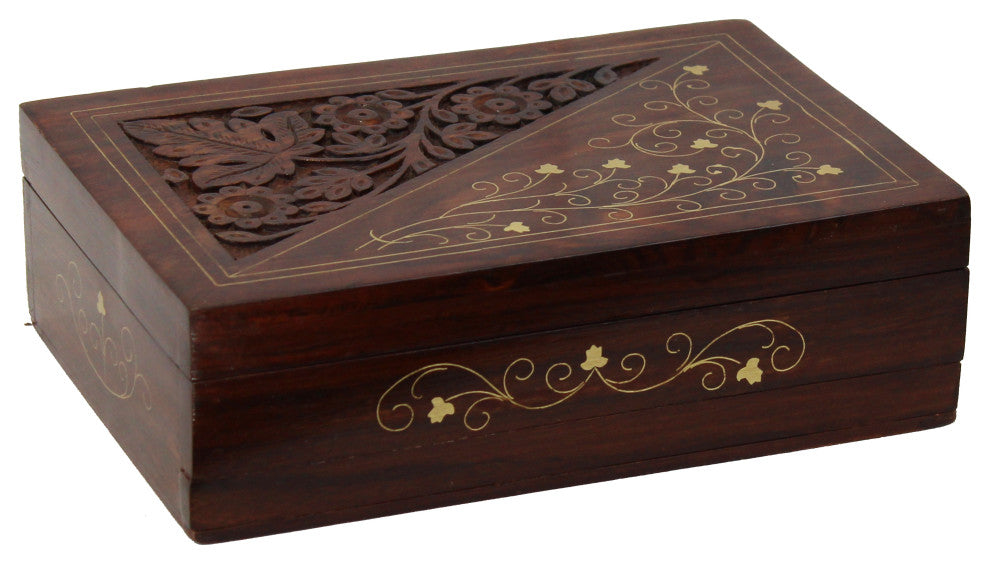 Natural Geo Handmade Rosewood Carved Wooden Decorative Box