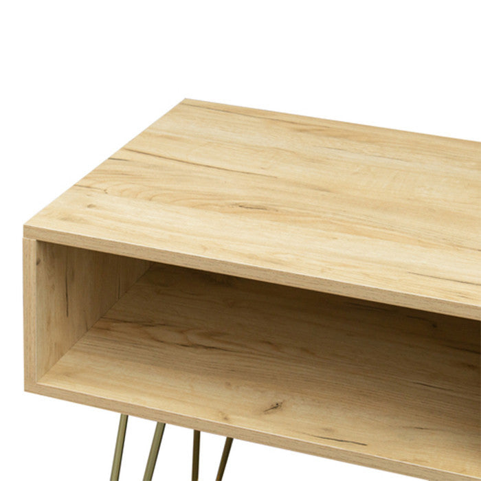 Modern Design TV stand table metal legs entertainment center with 2 open shelves